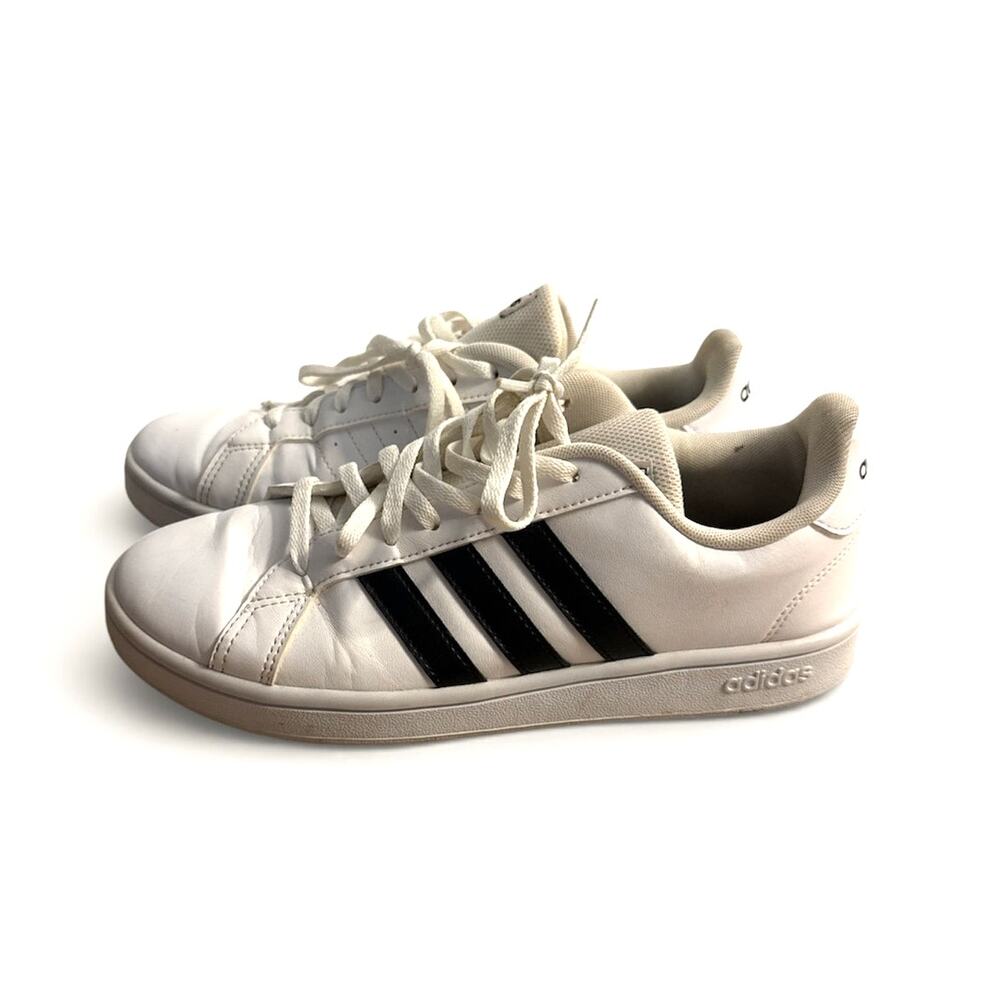 Adidas Grand Court Sneakers White with Black Strips Women Sz 8